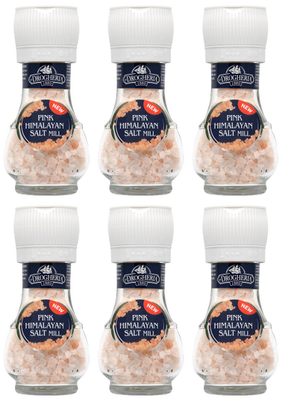 6 X Drogheria Salt Grinder Pink Himalayan 90GM