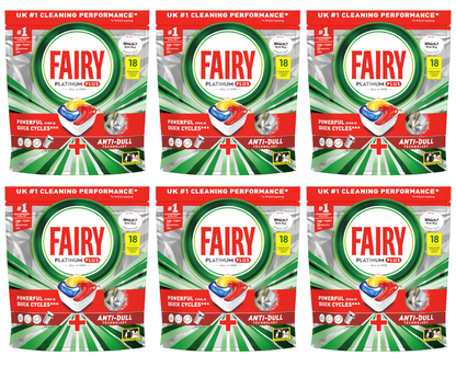 6 x Fairy Platinum Plus Dishwash Tablet Lemon - 18 PACK
