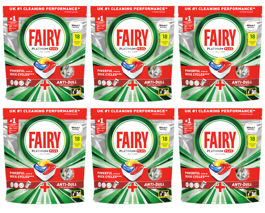 6 x Fairy Platinum Plus Dishwash Tablet Lemon - 18 PACK