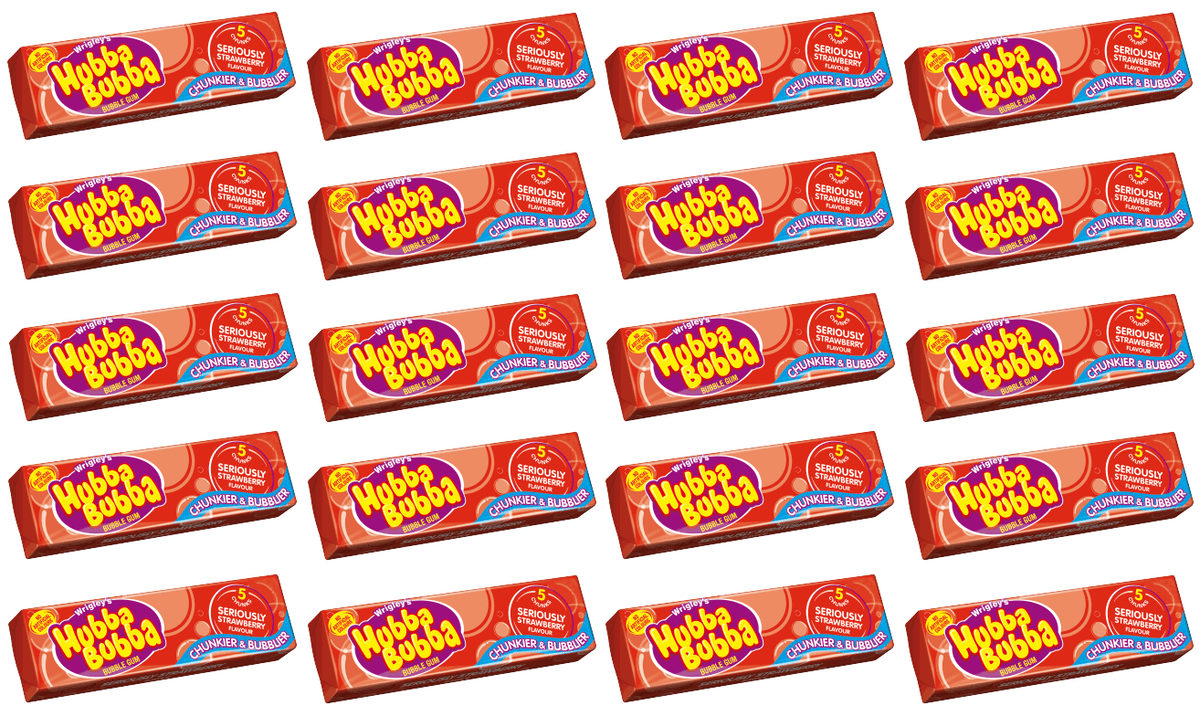 20 x Hubba Bubba Strawberry Big Bubble G 5 Pce