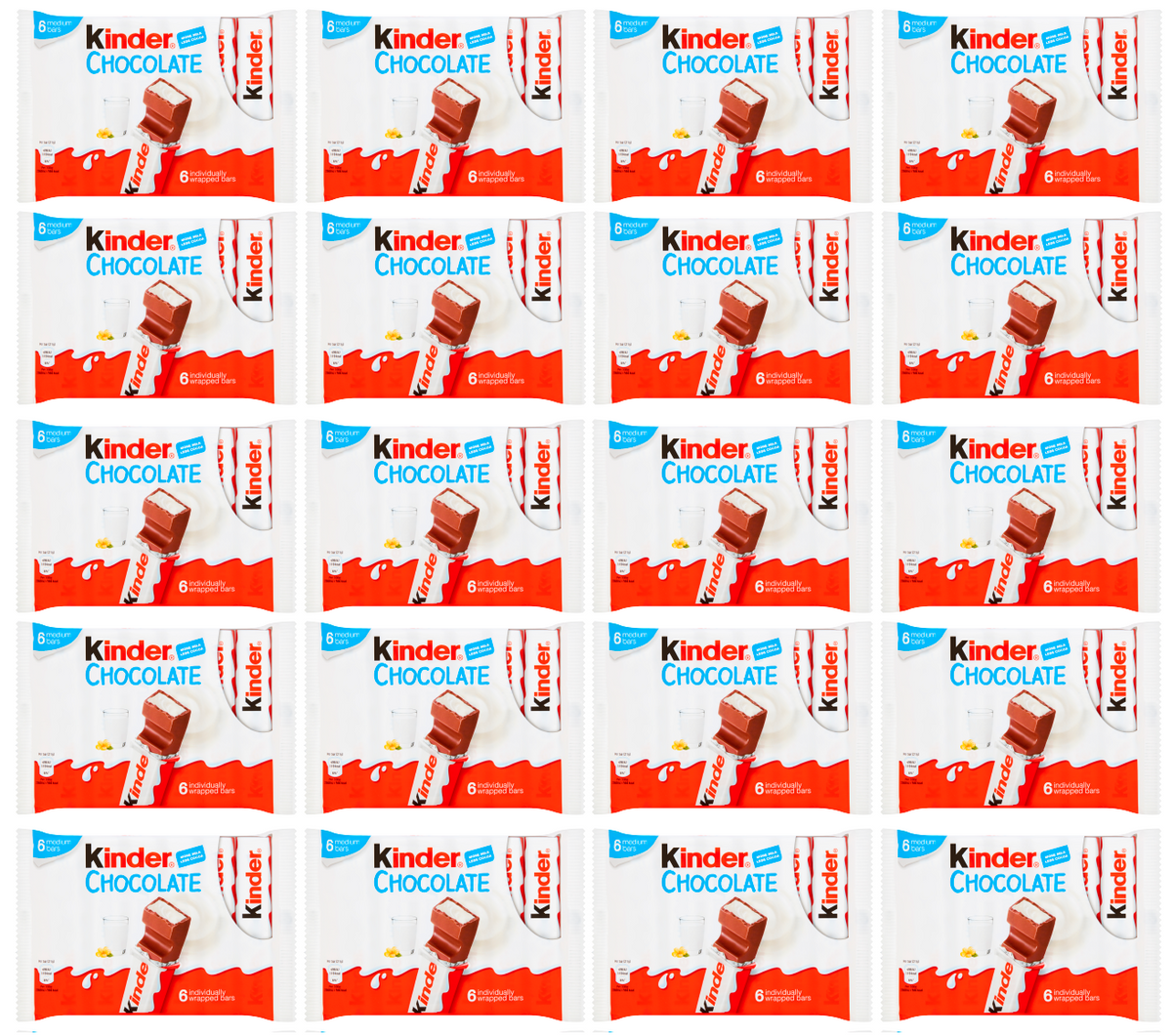 20 x Kinder Choc Snack Bar 6Pk 126Gm