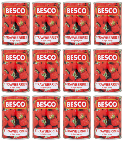 12 x Besco Tinned Strawberries In Light Syrup 410Gm