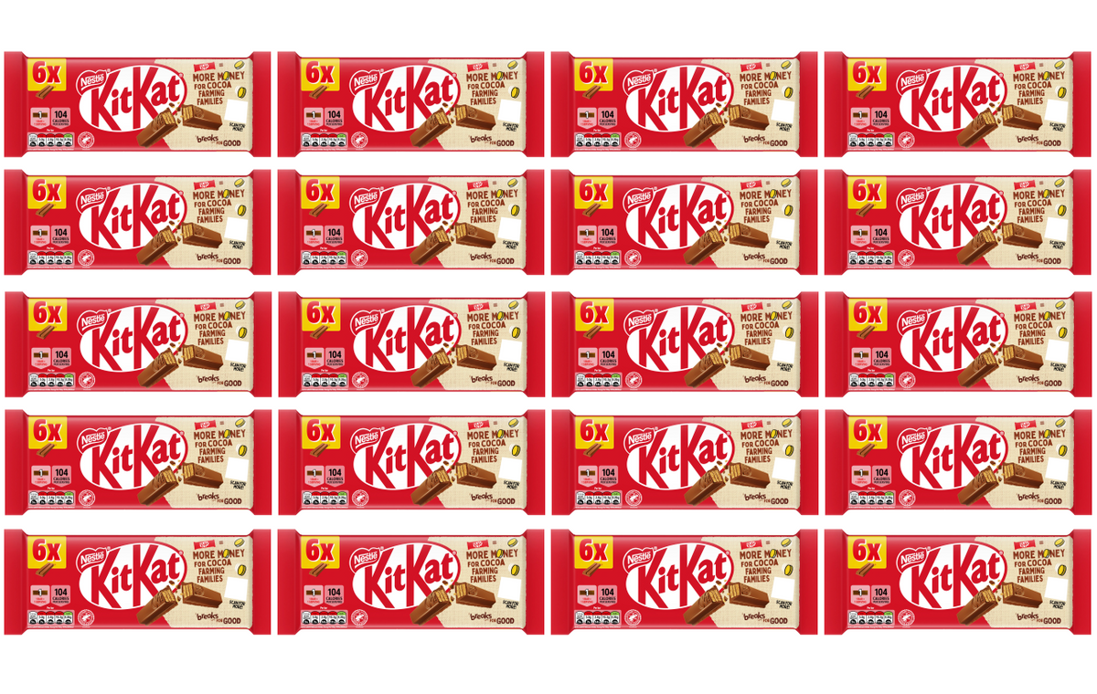 20 x Kitkat 2 Finger Milk 6pk - 124GM
