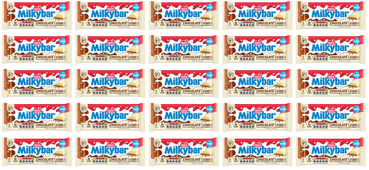 25 x Milkybar White Chocolate Biscuit Sharing Bar - 84GM