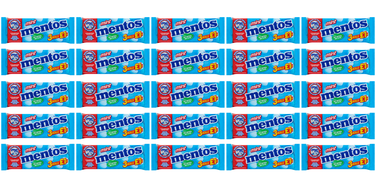 25 x Mentos Mint Roll 3Pk 3X25Gm