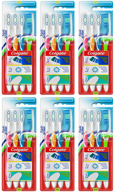 6 x Colgate Toothbrush Triple Action  - 4 PACK