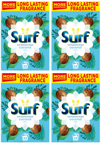 4 x Surf Powder Coconut 23 Wash 1.15Kg