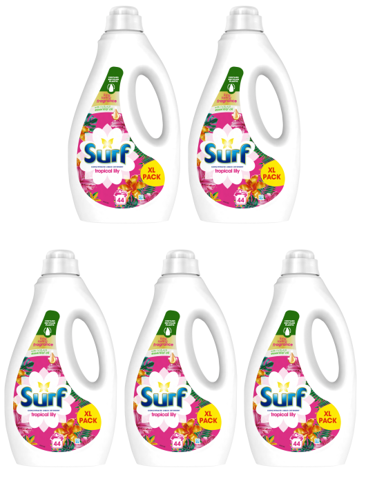 5 X Surf Liquid Tropical 44 Wash 1.188L