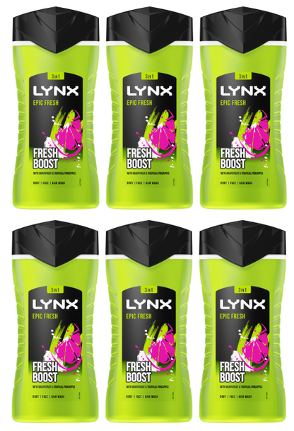 6 x Lynx Body Wash Epic Fresh 225Ml