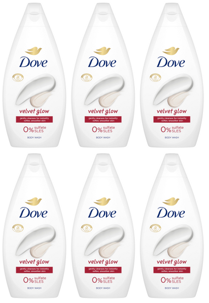 6 x Dove Body Wash Velvet Glow  - 450ML