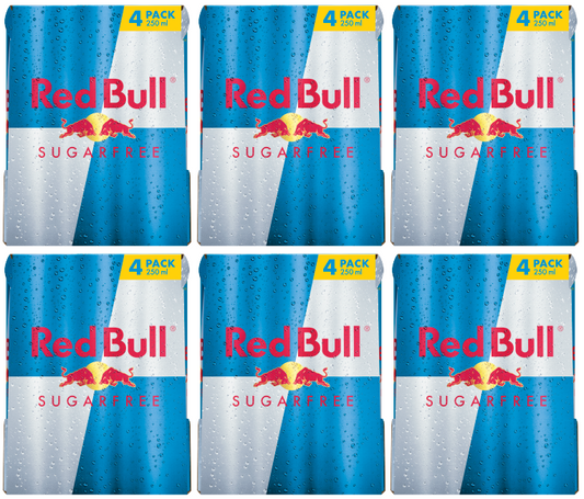 6 x Red Bull Energy Drink Sugar Free 4 Pack 4X250Mls