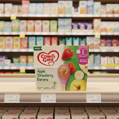 6 x Cow & Gate Cup Apple Banana & Strawberry - 4X100G