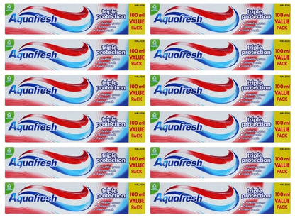 12 x Aquafresh Toothpaste Triple Protection  - 100ML
