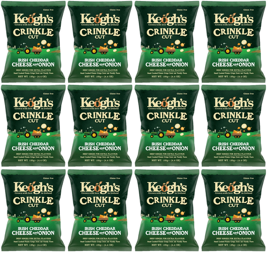 12 x Keogh's Crinkle Cut Cheddar Cheese And Red Onion 125G