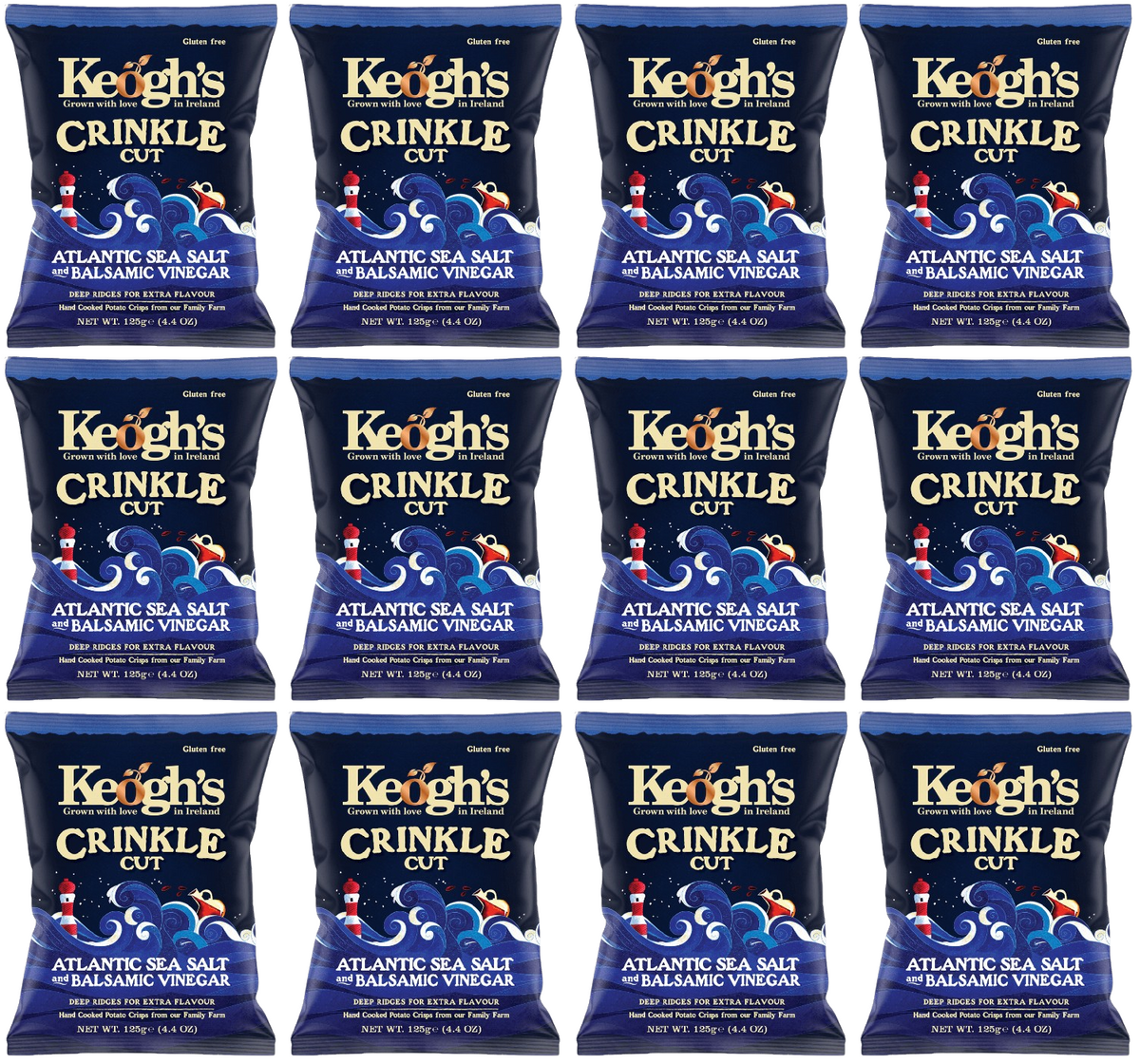 12 x Keogh's Crinkle Cut Atlantic Sea Salt & Balsamic Vinegar 125G