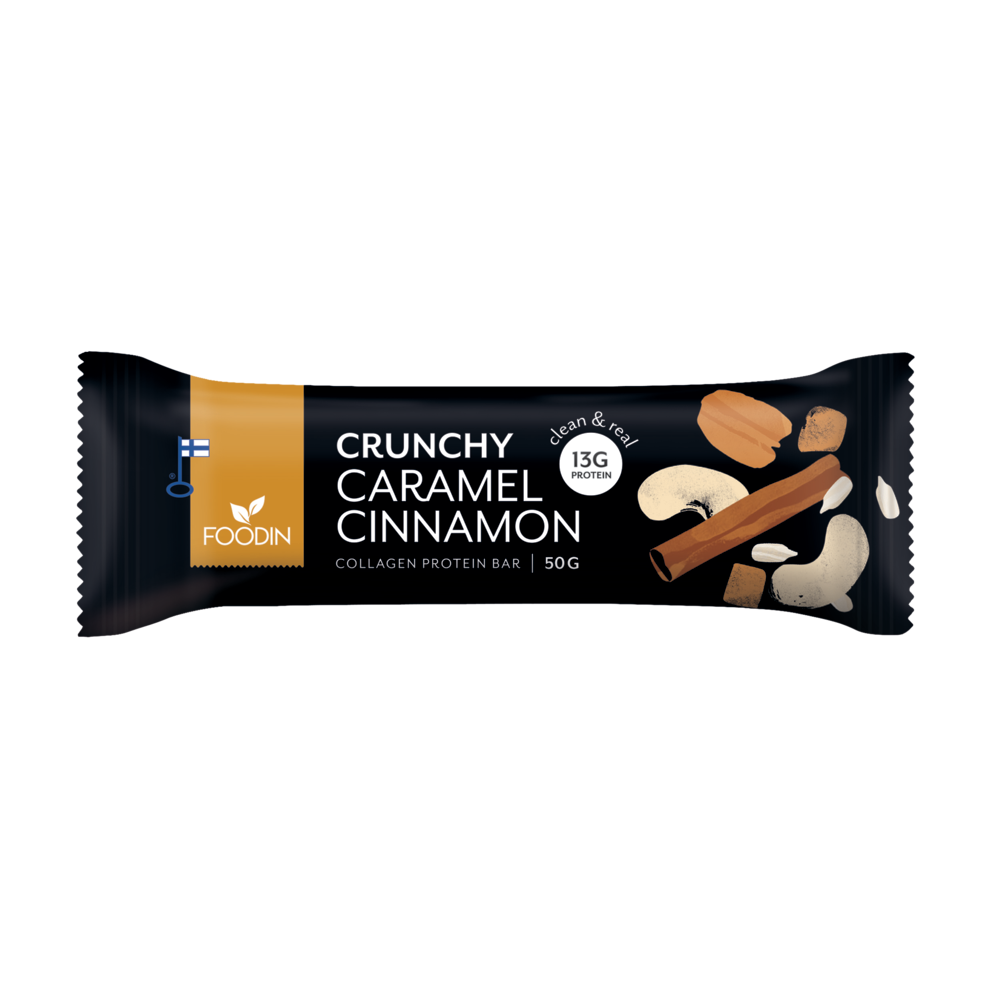 12 x Foodin Collagen Protein Bar Caramel Cinnamon - 50g