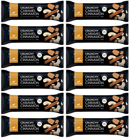 12 x Foodin Collagen Protein Bar Caramel Cinnamon - 50g