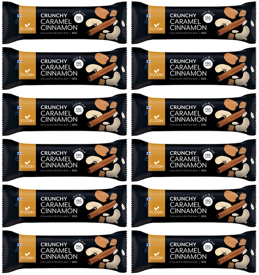 12 x Foodin Collagen Protein Bar Caramel Cinnamon - 50g
