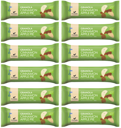 12 x Foodin Granola Bar Cinnamon Apple Pie Org - 40g