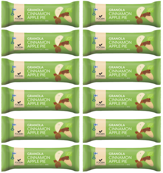 12 x Foodin Granola Bar Cinnamon Apple Pie Org - 40g