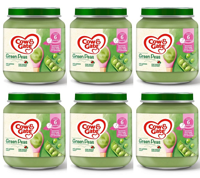6 x Cow & Gate Jar Green Peas  - 125G
