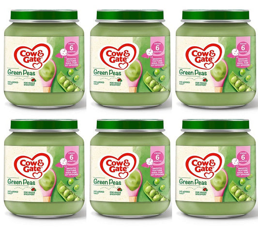 6 x Cow & Gate Jar Green Peas  - 125G