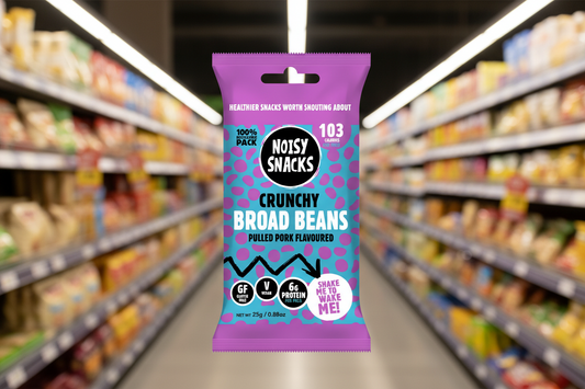 10 x Noisy Snacks Crunchy Broad Beans Pulled Pork - 25g