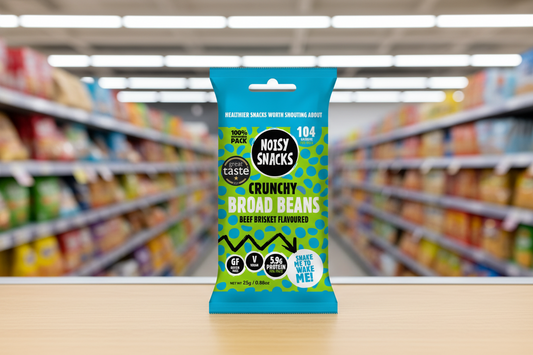 10 x Noisy Snacks Crunchy Broad Beans Beef Brisket - 25g