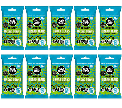 10 x Noisy Snacks Crunchy Broad Beans Beef Brisket - 25g