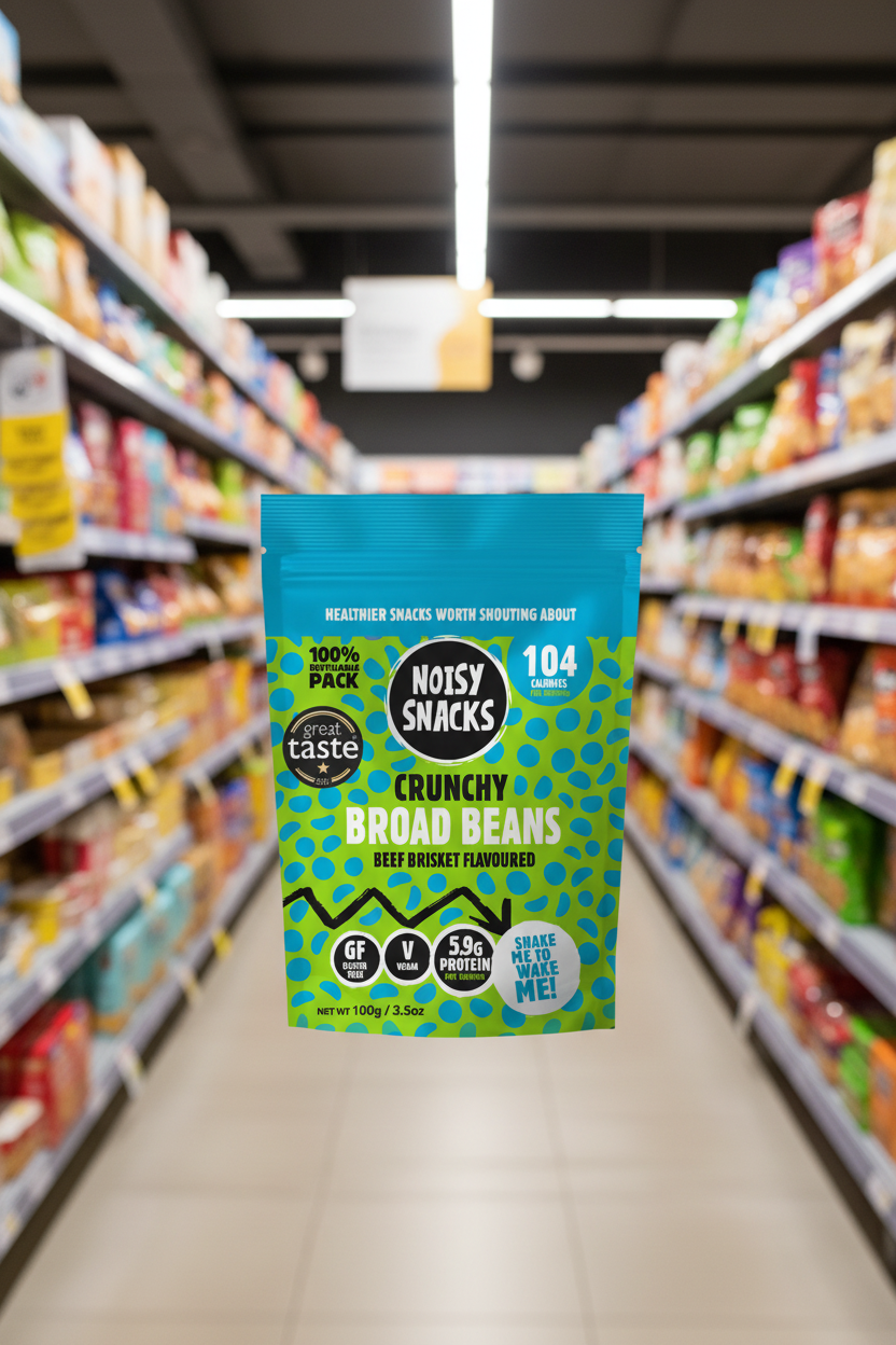 7 x Noisy Snacks Crunchy Broad Beans Beef Brisket - 100g