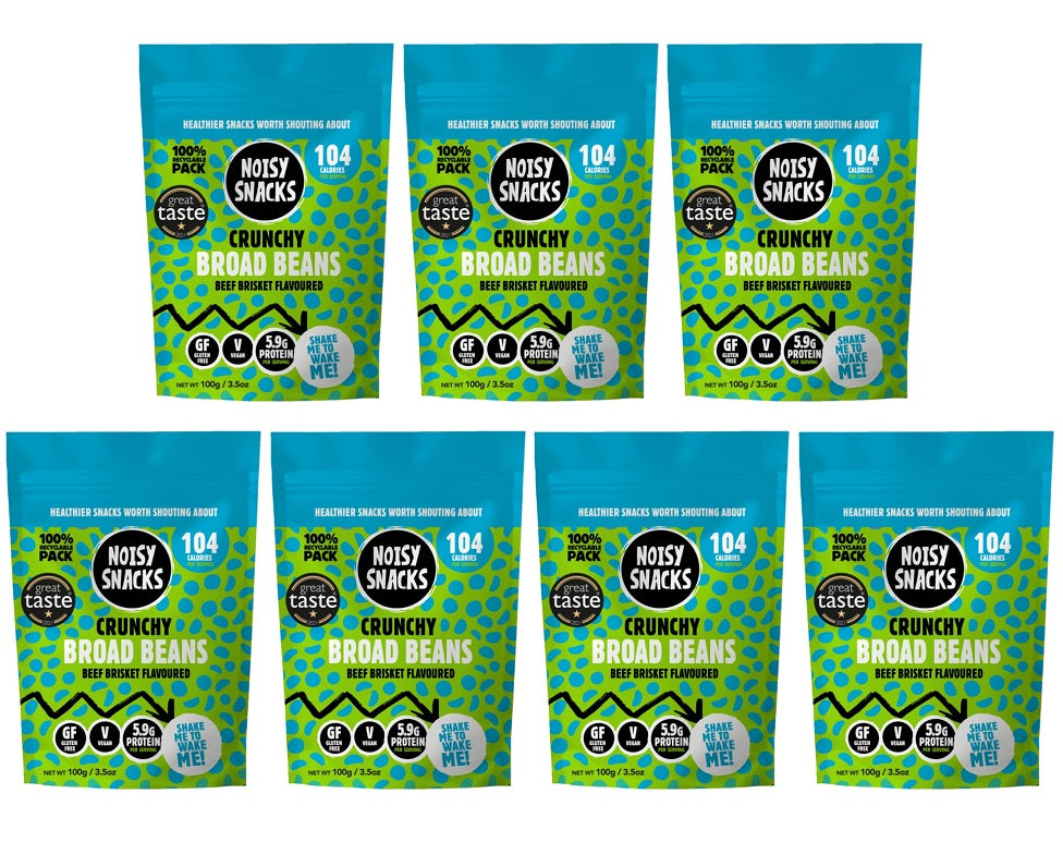 7 x Noisy Snacks Crunchy Broad Beans Beef Brisket - 100g