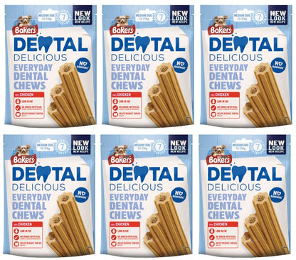6 x Bakers Dental Medium Chicken 200G