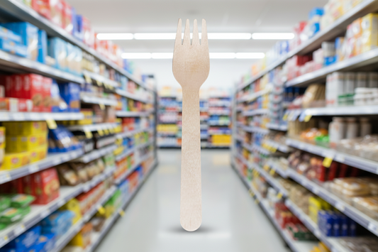 10 x D2E Cutlery Wooden Fork 6In 100Pk X 10
