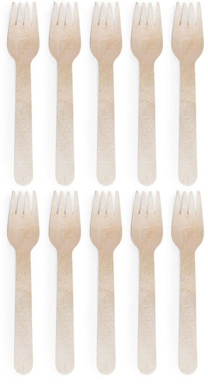 10 x D2E Cutlery Wooden Fork 6In 100Pk X 10