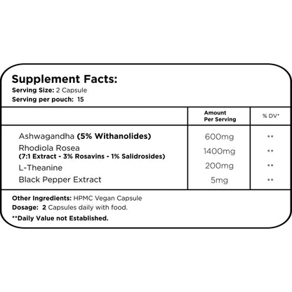 Ashwagandha + Rhodiola Rosea +  L-Theanine