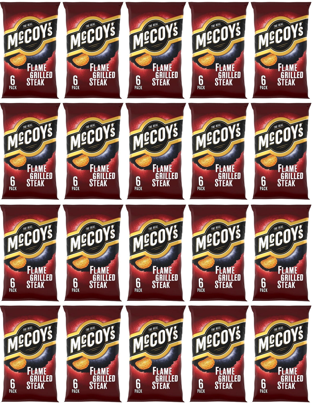 20 x Mccoys Flame Grilled Steak 6 Pack - 6X25GM