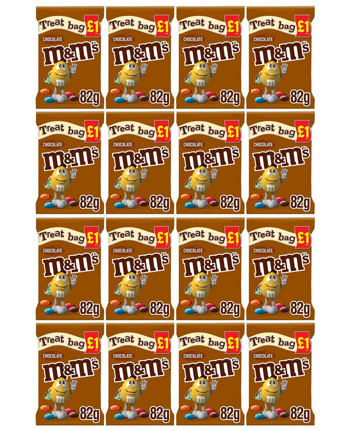 16 x M&m's Chocolate Treat Bag - 82GM