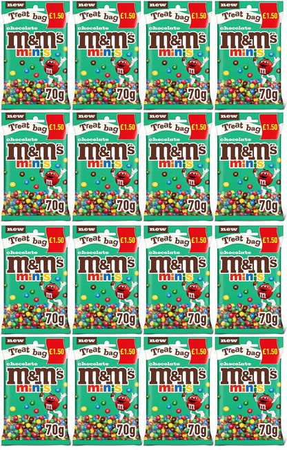 16 x M&m's Chocolate Minis Treat Bag - 70GM