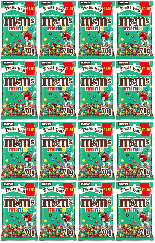 16 x M&m's Chocolate Minis Treat Bag - 70GM