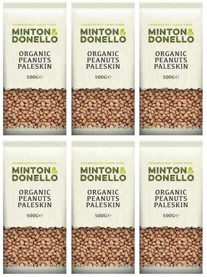 6 x Minton & Donello Organic Peanuts Paleskin - 500g
