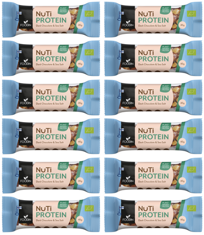 12 x Foodin NUTI Protein Dark chocolate & Sea Salt - 45g