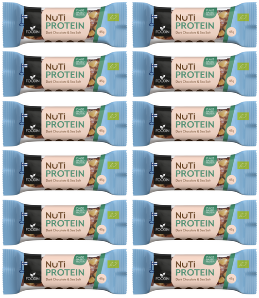 12 x Foodin NUTI Protein Dark chocolate & Sea Salt - 45g
