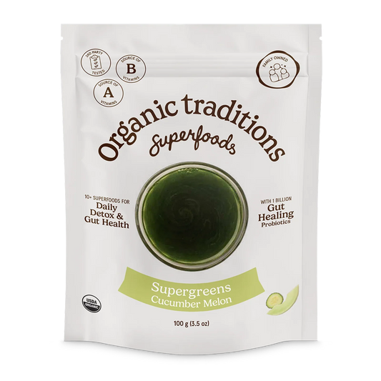 Organic Traditions Org Super Greens Cucumber Melon - 100g