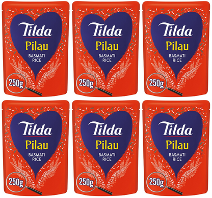 6 x Tilda Microwave Rice Pilau Basmati - 250G