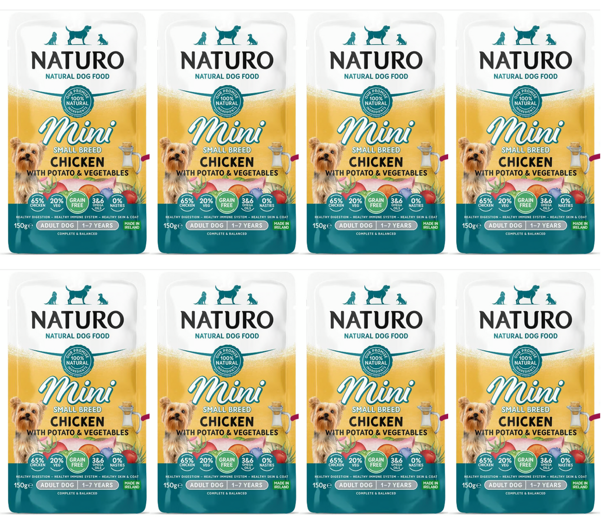 8 X Naturo Adult Mini Chicken & Potato Pouch 150GM