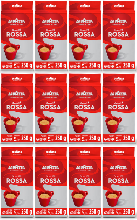 12 x Lavazza Qualitŕ Rossa Ground Coffee 250G