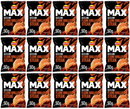 15 x Walkers Max Flamed Grilled Steak - 70GM