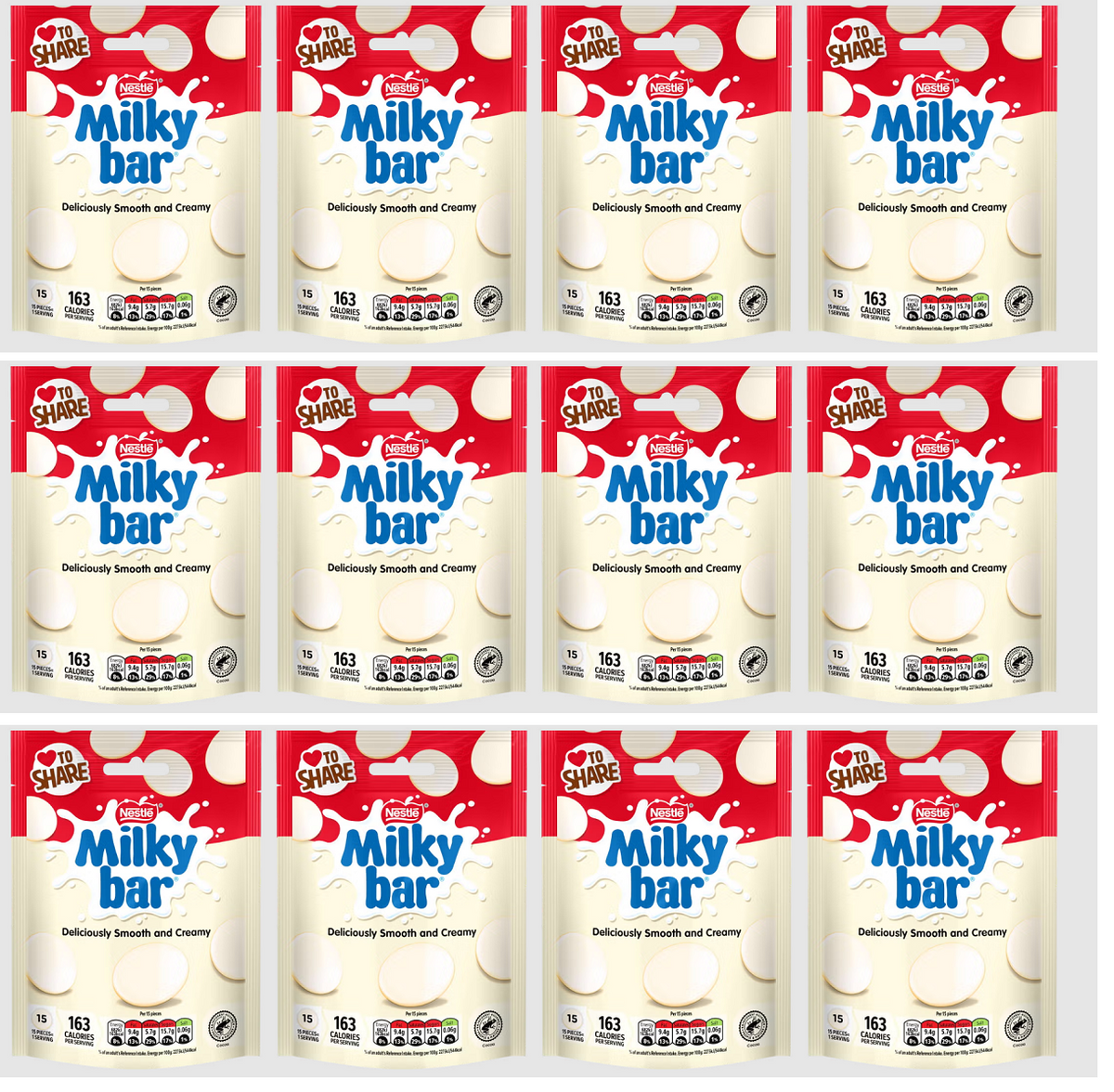 12 x Milkybar Giant Buttons Sharing Bag - 85GM