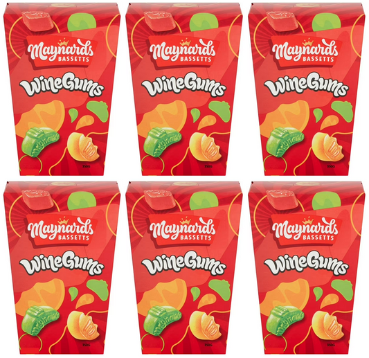 6 x Maynards Bassetts Wine Gums Sweets Carton - 350GM