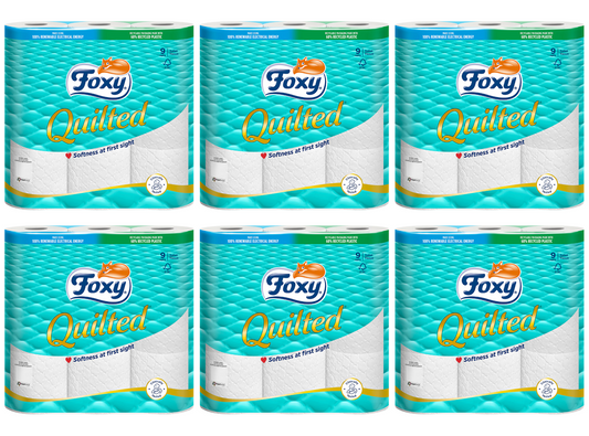 6 x Foxy Toilet Tissue Quilted - 9 PACK